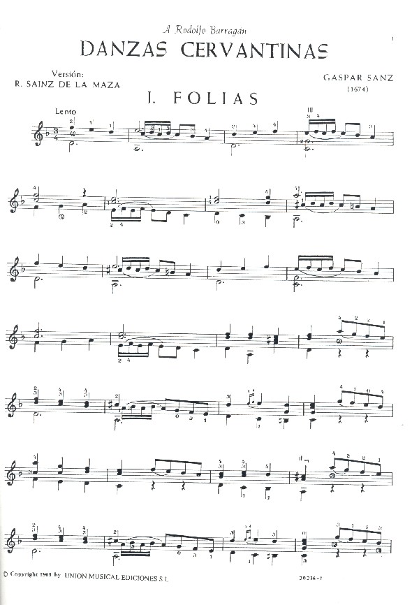 Danzas cervantinas para guitarra