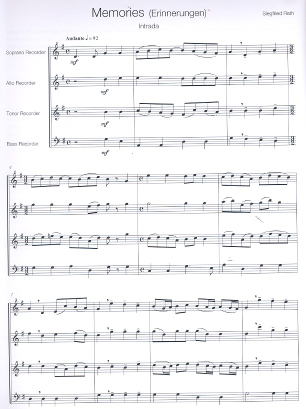 Memories für 4 Blockflöten (SATB)