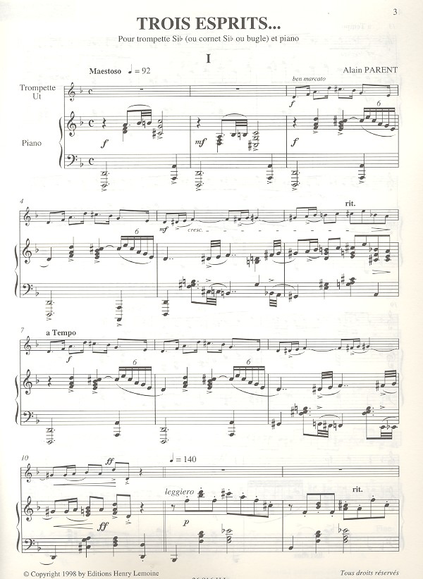 3 Esprits pour trompette et piano