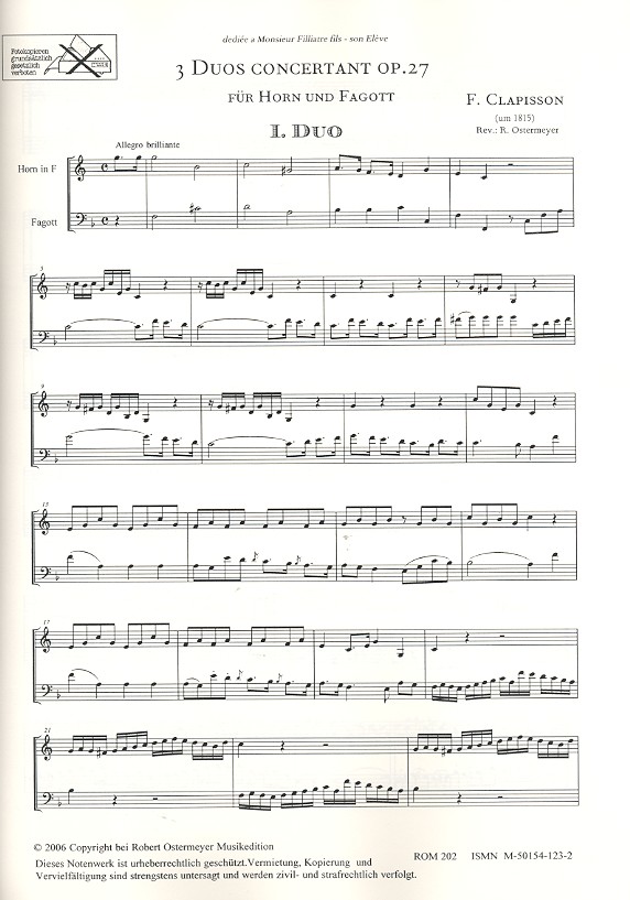 3 Duos concertant op.27 für Horn