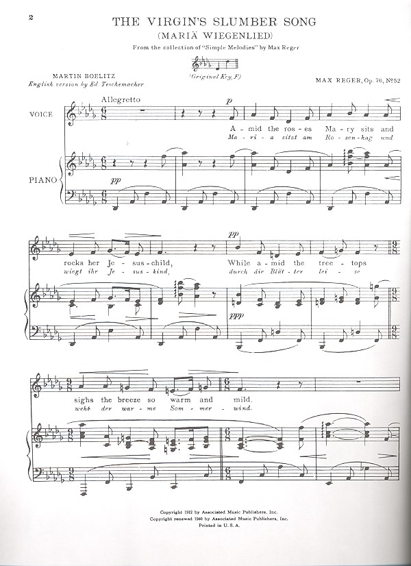 The Virgin's Slumber Song in db major