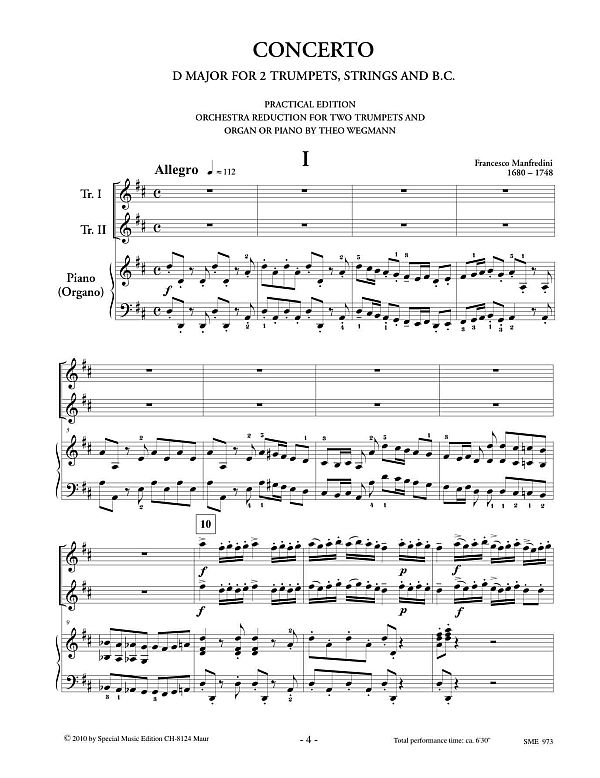 Konzert D-Dur für 2 Trompeten, Streicher und Bc