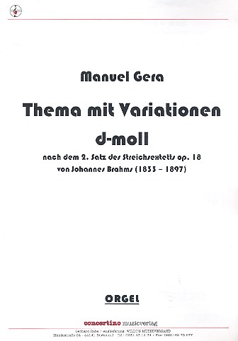 Thema mit Variationen d-Moll für Orgel