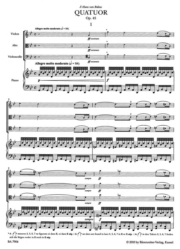 Quartett op.45 für Klavier, Violine, Viola