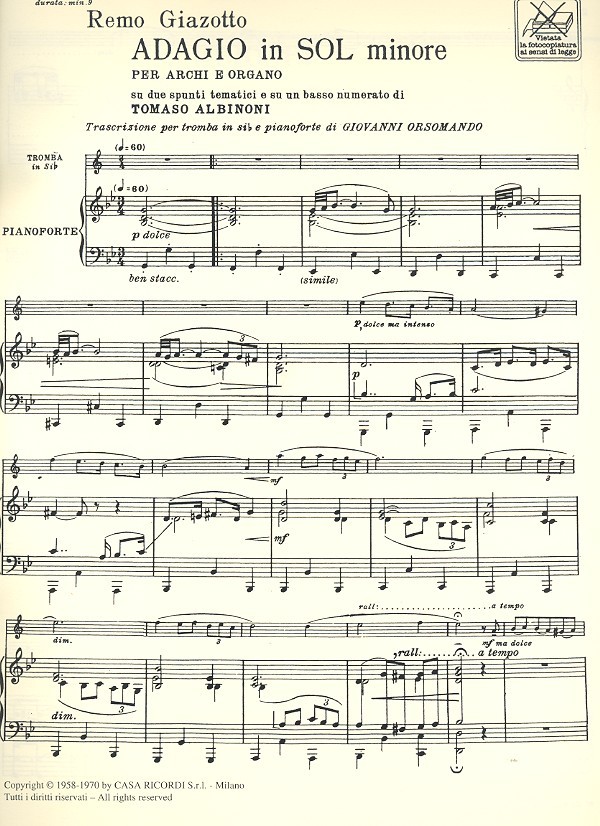 Adagio g-Moll für Trompete und Klavier