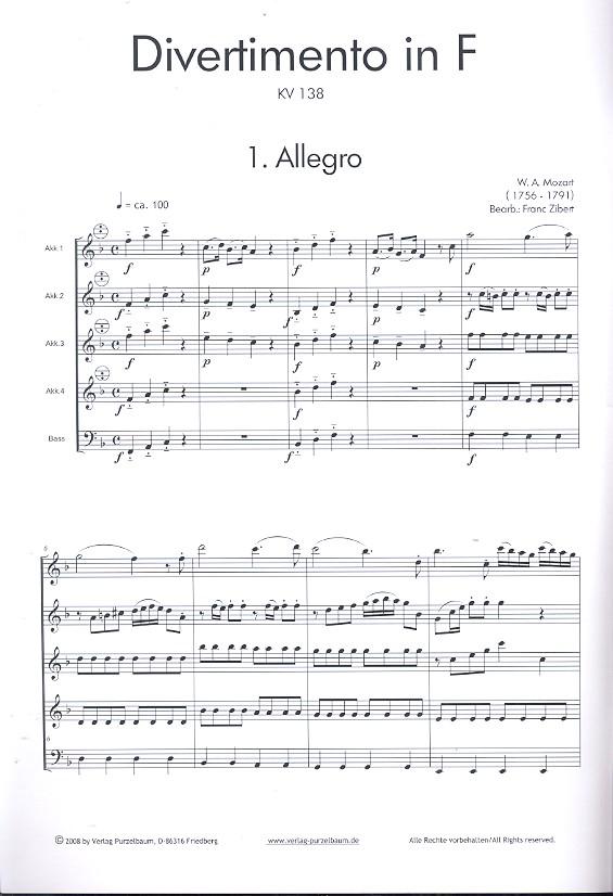 Divertimento F-Dur KV138