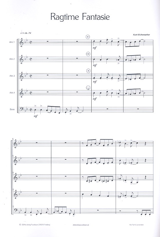 Ragtime-Fantasie: für Akkordeonorchester