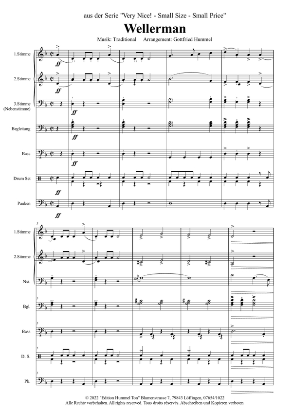 Wellerman - Tophits im Marschbuchformat