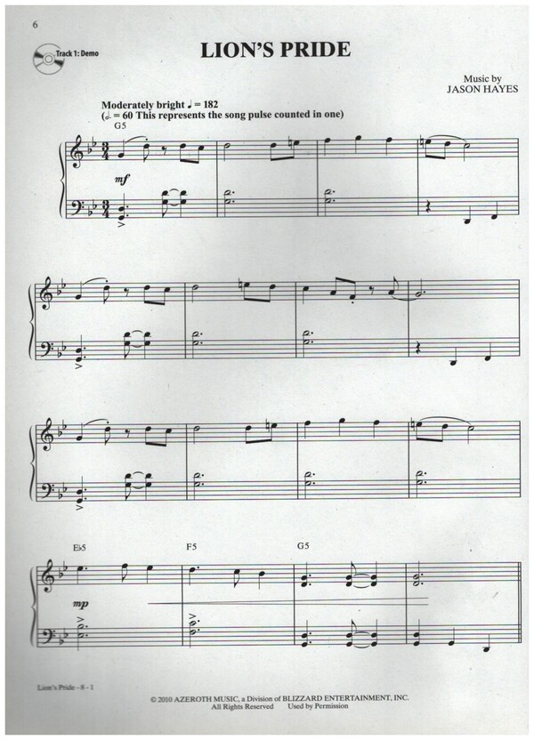 World of Warcraft (+CD): piano accompaniment