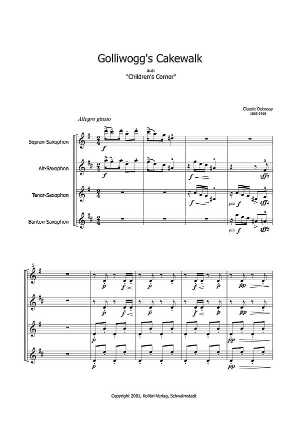 Golliwogg's Cakewalk für  Saxophone