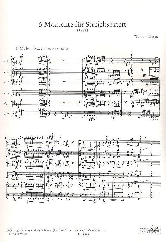5 Momente für 2 Violinen, 2 Violen