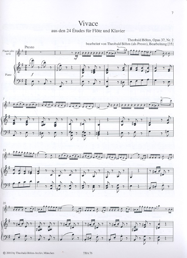 Vivace op.37,2 für Altflöte in G und Klavier