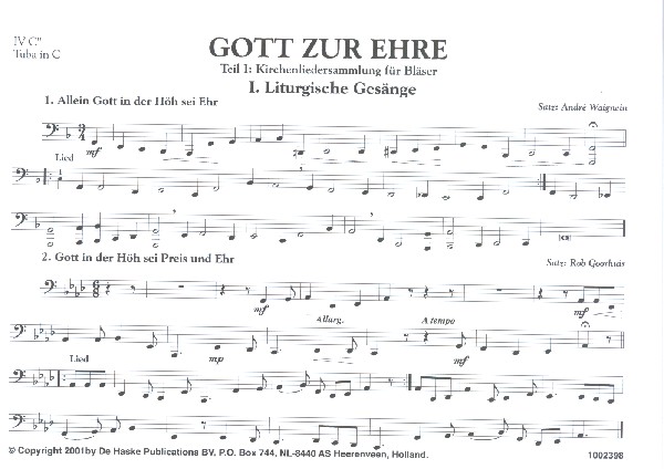 Gott zur Ehre Band 1 für Blasorchester