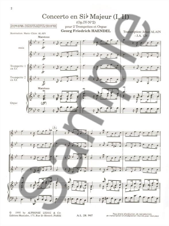 Konzert B-Dur op.4,2 für 2 Trompeten