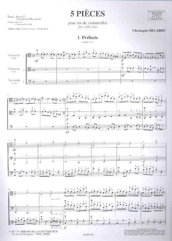 5 Pièces pour  violoncelles