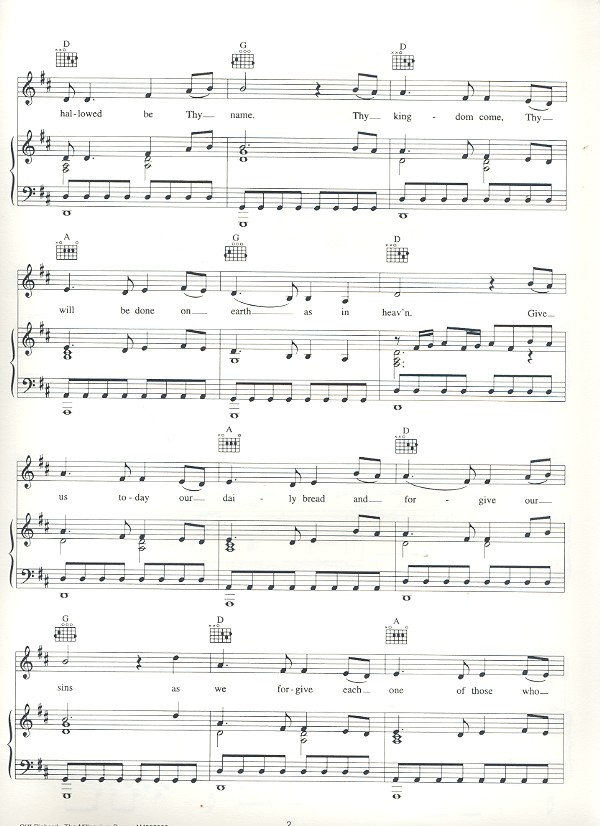 The Millenium Prayer: for piano/vocal/guitar