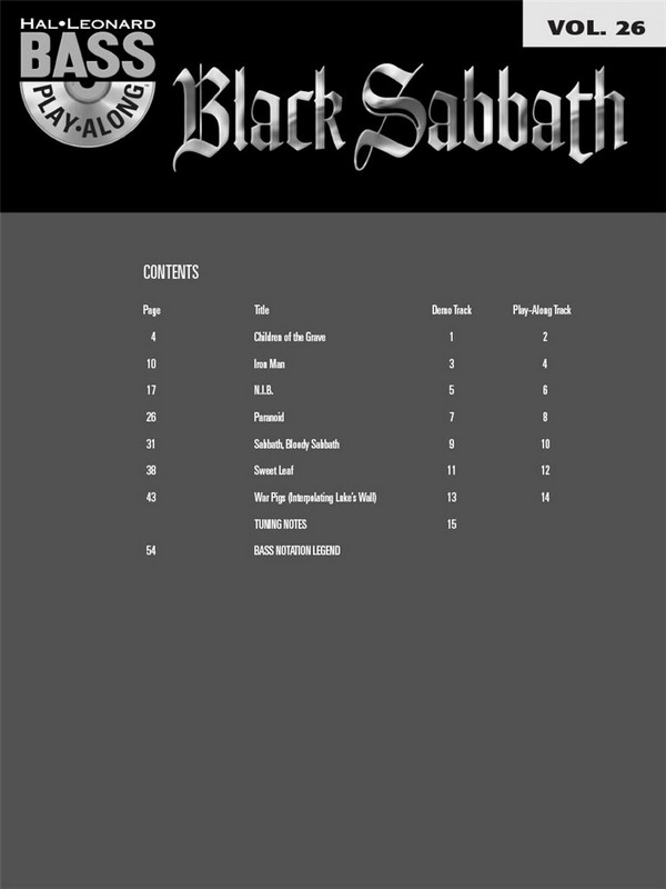 Black Sabbath (+CD): bass playalong vol.26