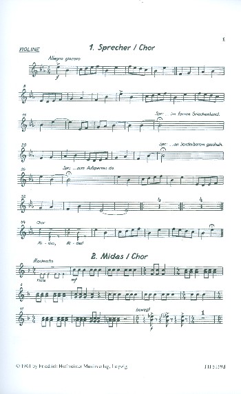 König Midas für Sprecher, Soli, Kinderchor
