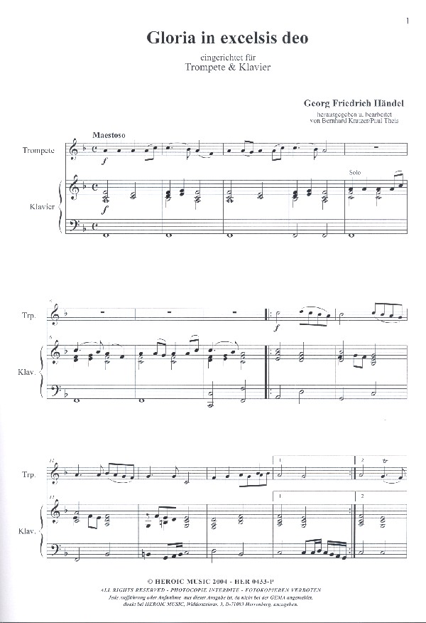 Gloria in excelsis Deo für Trompete