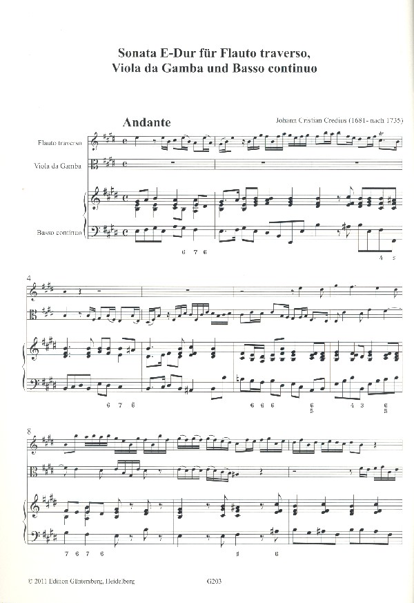 Sonate E-Dur für Traversflöte,