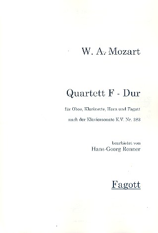 Quartett F-Dur nach KV283 für Oboe,