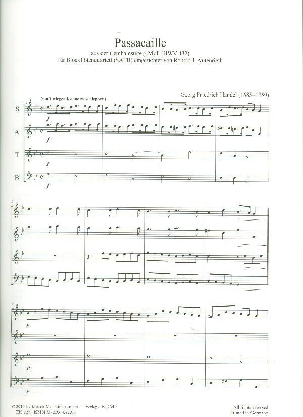Passacaille g-Moll HWV432 