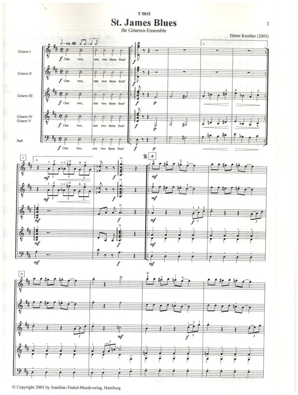 St. James Blues für Gitarrenensemble