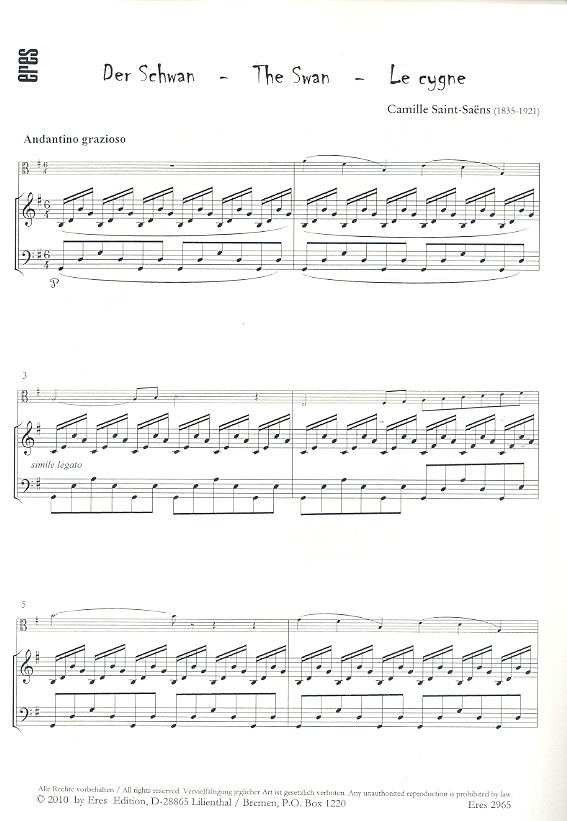 Der Schwan für Viola und Klavier