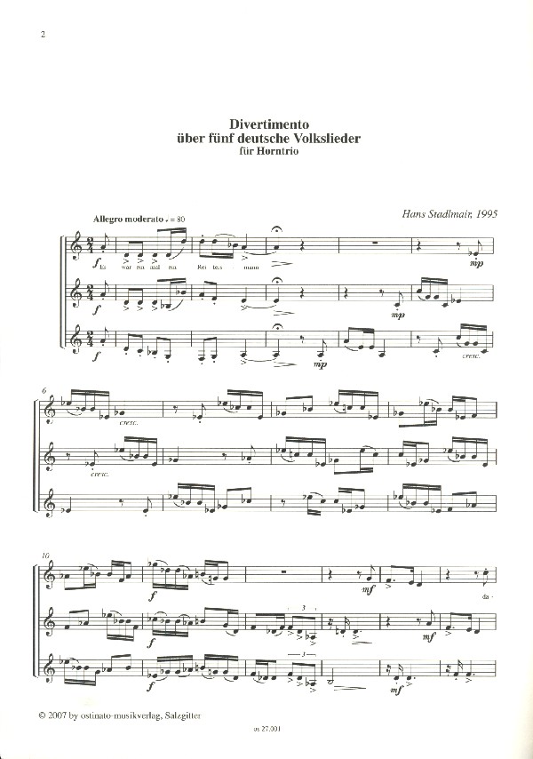 Divertimento über 5 deutsche Volkslieder