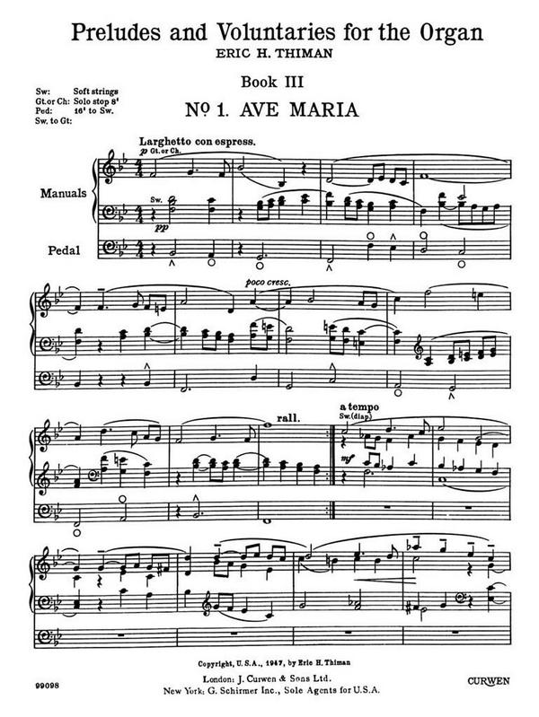 MUSJC99098  Thiman, Preludes and Voluntaries for the Organ - Book III