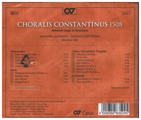 Choralis Constantinus 1508 - Heinrich Isaac in Konstanz