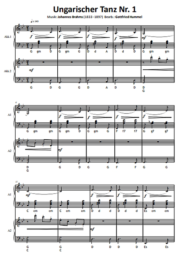 Ungarische Tänze (Nr.1, 4, und 5)