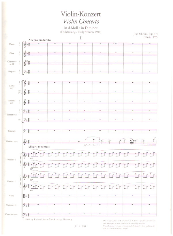 Violin-Konzert d-Moll op.47 (Frühfassung 1904)