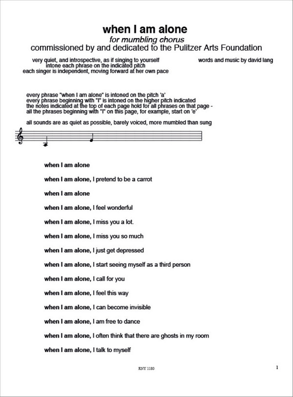 David Lang, When I am alone