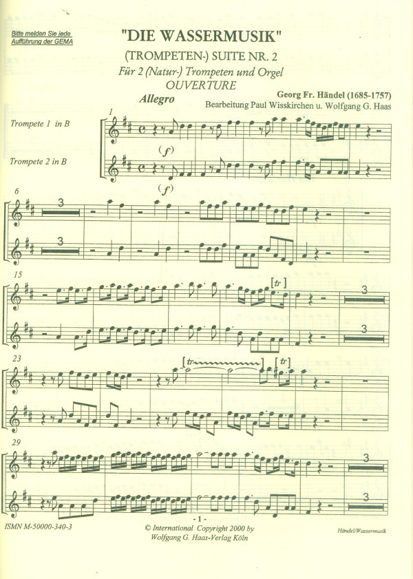 Suite Nr.2 aus der Wassermusik