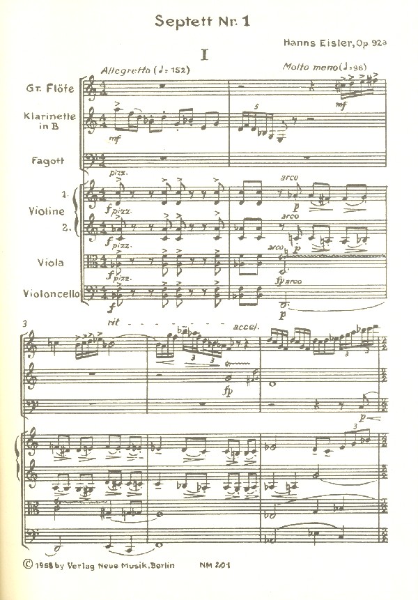 Septett Nr.1 op.92a für Fl, Fag,