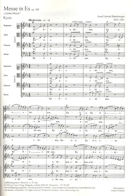 Cantus missae - Messe Es-Dur op.109