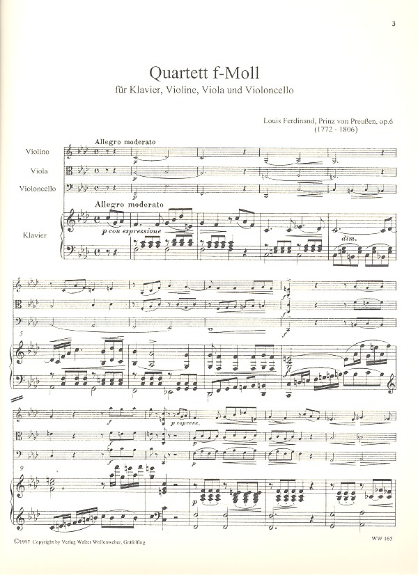 Quartett f-Moll op.6 für Klavier,