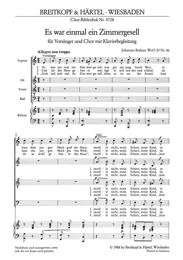 Es war einmal ein Zimmergesell WoO33,46