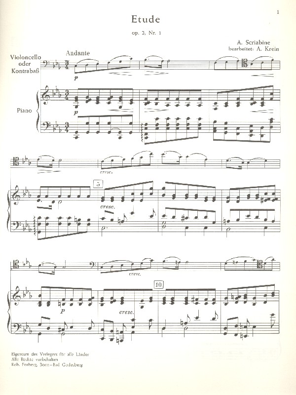 Etüde op.2,1 für Violoncello