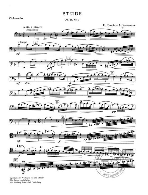Etüde op.25,7 für Violoncello und Klavier