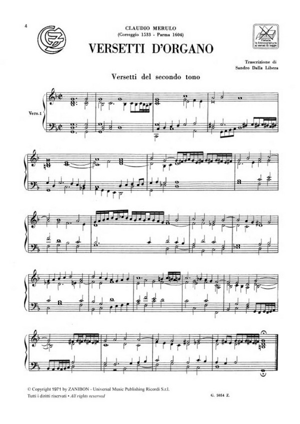 Versetti d'organo für Orgel