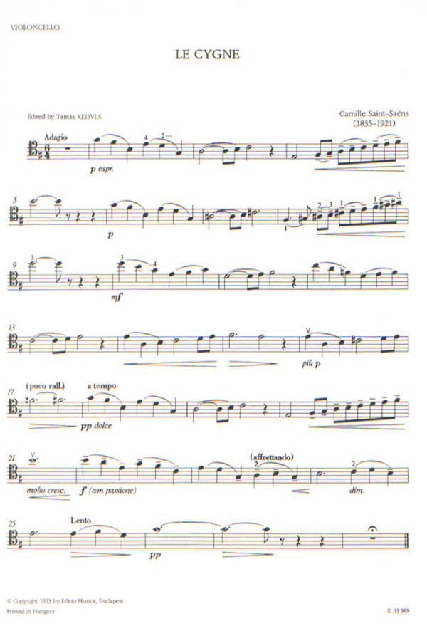 Le cygne für Violoncello und