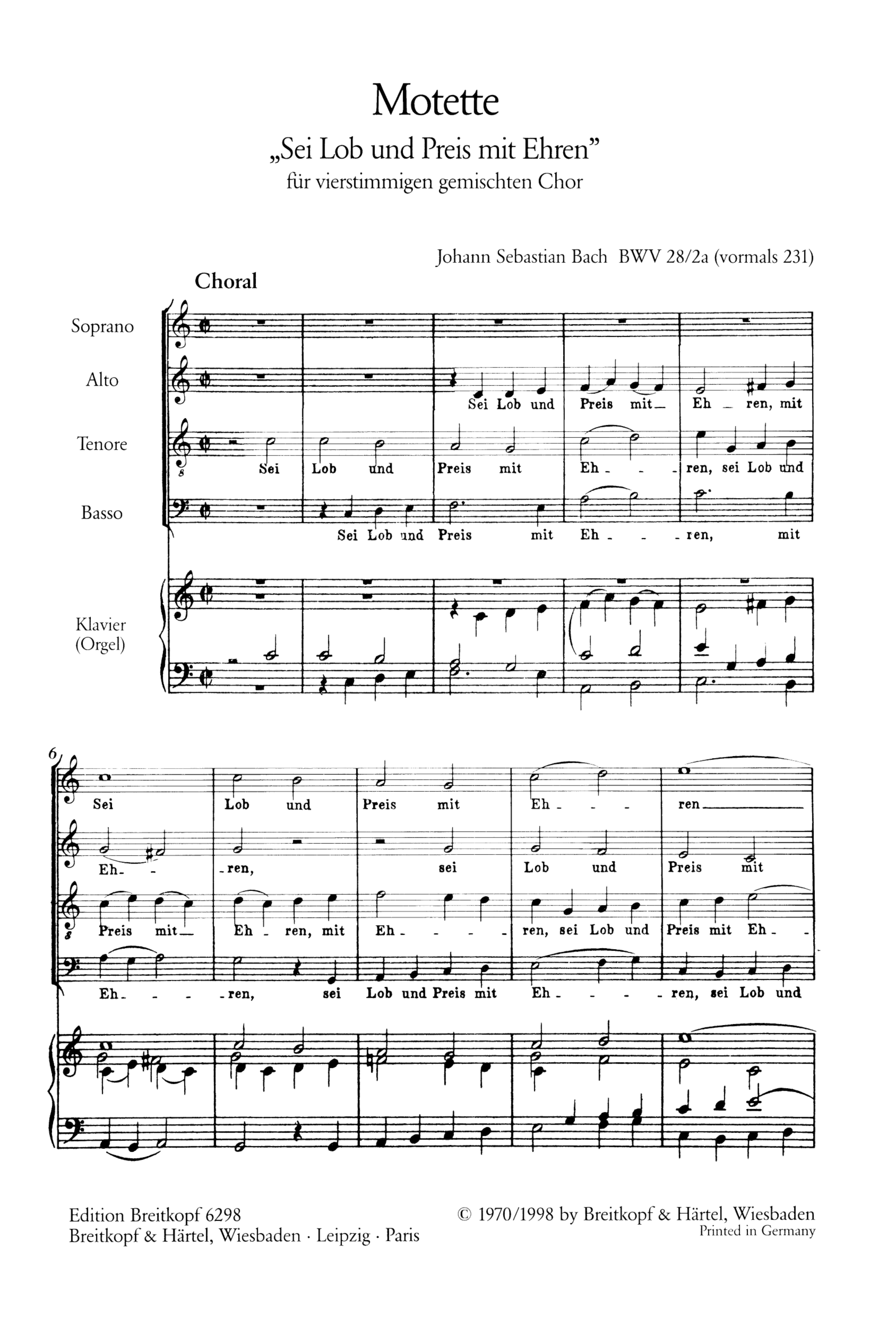 Sei Lob und Preis BWV231