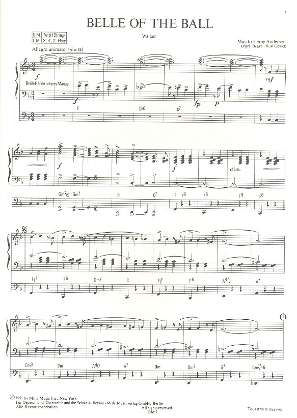 Leroy Anderson: Evergreens für E-Orgel