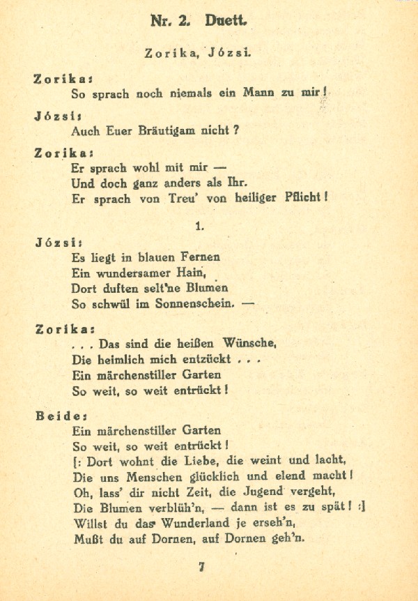 Zigeunerliebe Libretto (dt)