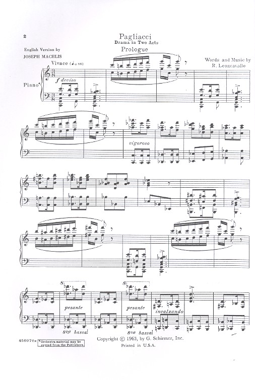 Pagliacci Klavierauszug (it/en)