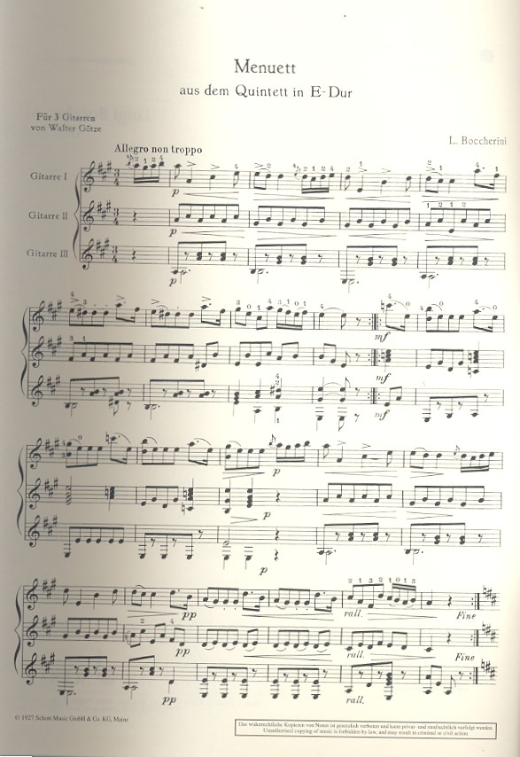 Menuett aus dem Quintett E-Dur