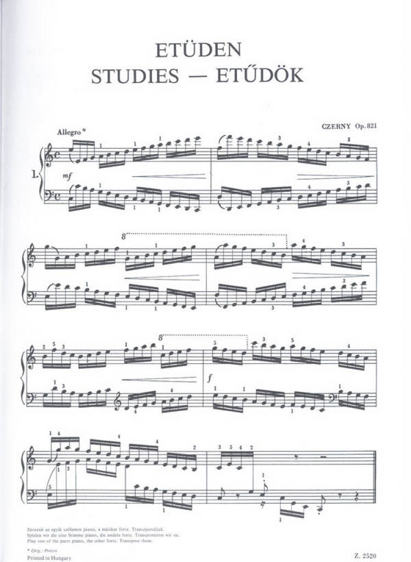 Etüden für Klavier von Czerny und