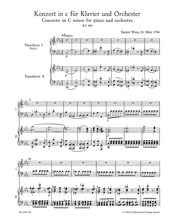 Konzert c-Moll KV491 für Klavier